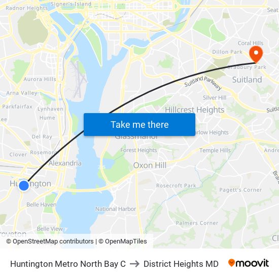 Huntington Metro North Bay C to District Heights MD map