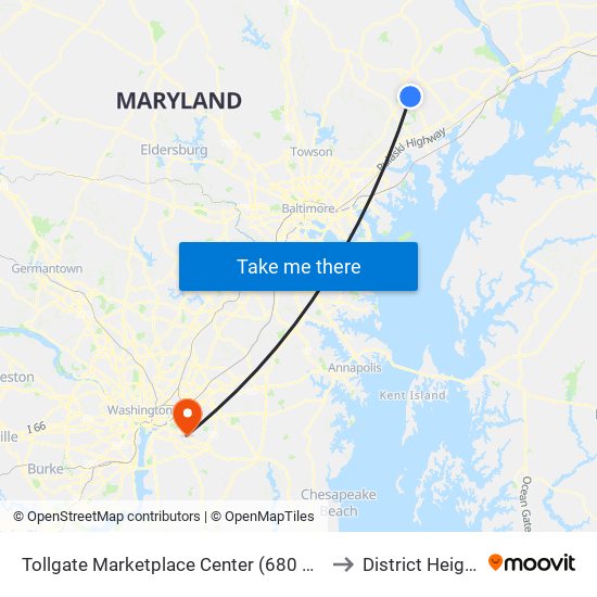 Tollgate Marketplace Center (680 Marketplace Dr) to District Heights MD map