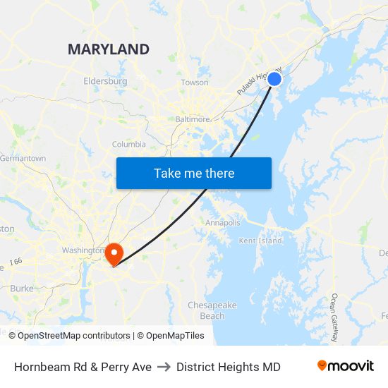 Hornbeam Rd & Perry Ave to District Heights MD map