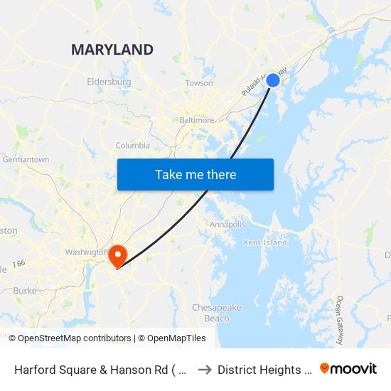 Harford Square & Hanson Rd ( A Ct ) to District Heights MD map