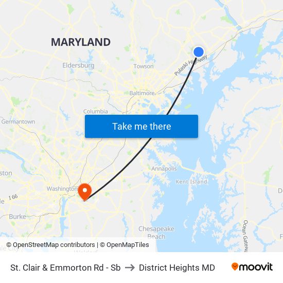 St. Clair & Emmorton Rd - Sb to District Heights MD map