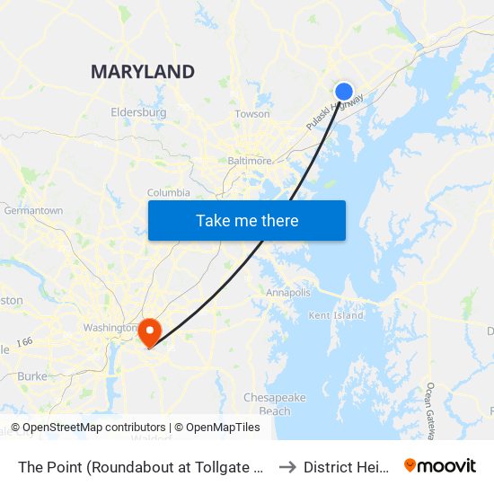 The Point (Roundabout at Tollgate Rd & Westover Ln) to District Heights MD map