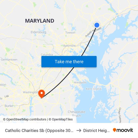 Catholic Charities Sb (Opposite 3001 St. Clair Ln) to District Heights MD map