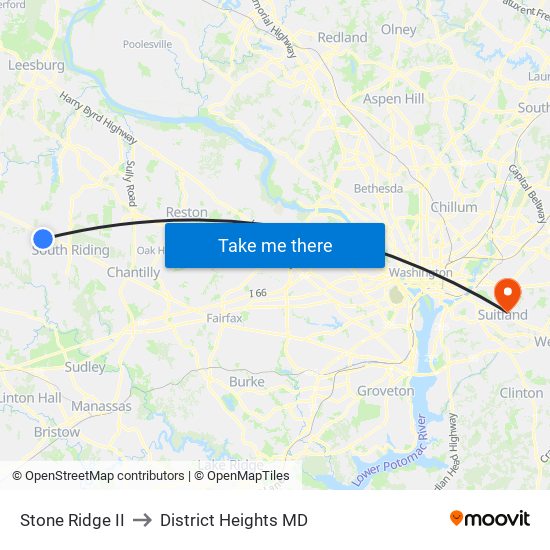 Stone Ridge II to District Heights MD map