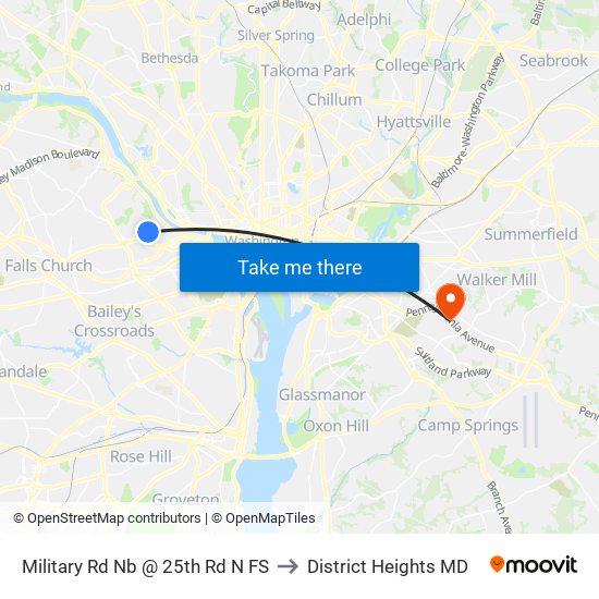 Military Rd Nb @ 25th Rd N FS to District Heights MD map
