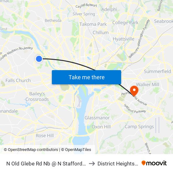 N Old Glebe Rd Nb @ N Stafford St FS to District Heights MD map