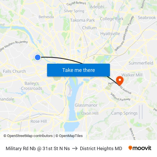 Military Rd Nb @ 31st St N Ns to District Heights MD map