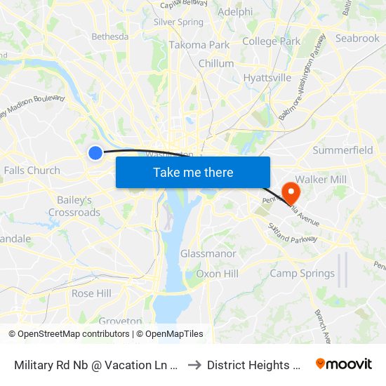 Military Rd Nb @ Vacation Ln FS to District Heights MD map