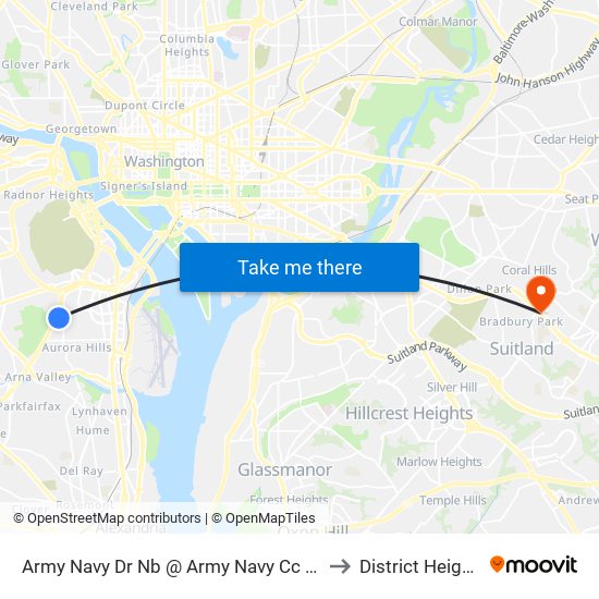 Army Navy Dr Nb @ Army Navy Cc Access Rd Ns to District Heights MD map
