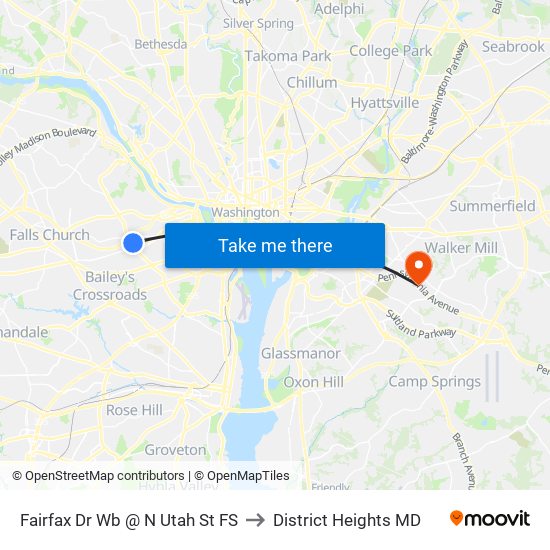 Fairfax Dr Wb @ N Utah St FS to District Heights MD map