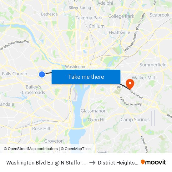 Washington Blvd Eb @ N Stafford St FS to District Heights MD map