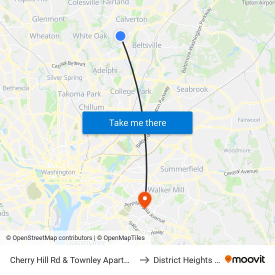 Cherry Hill Rd & Townley Apartments to District Heights MD map