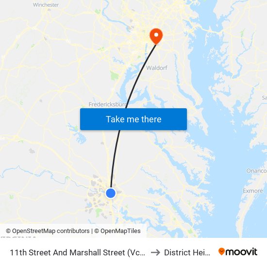 11th Street And Marshall Street (Vcu Medical Center) to District Heights MD map