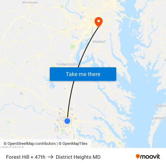 Forest Hill + 47th to District Heights MD map