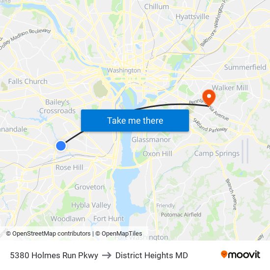 5380 Holmes Run Pkwy to District Heights MD map