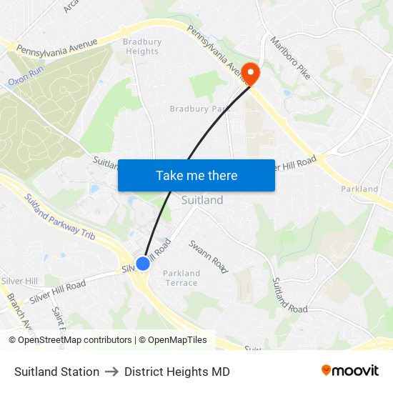 Suitland Station to District Heights MD map