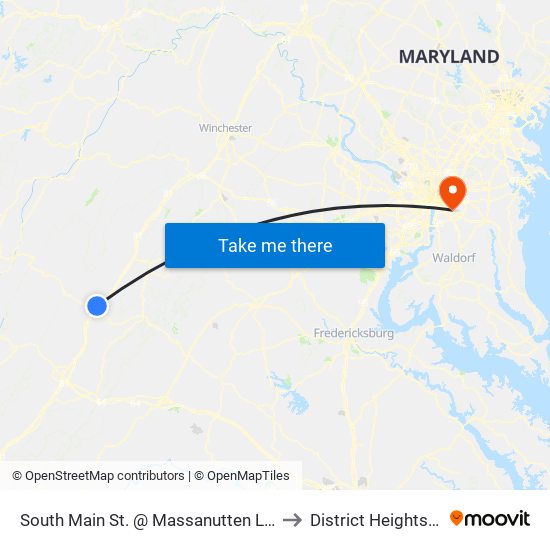 South Main St. @ Massanutten Library to District Heights MD map