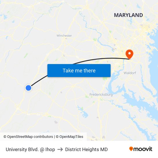 University Blvd. @ Ihop to District Heights MD map