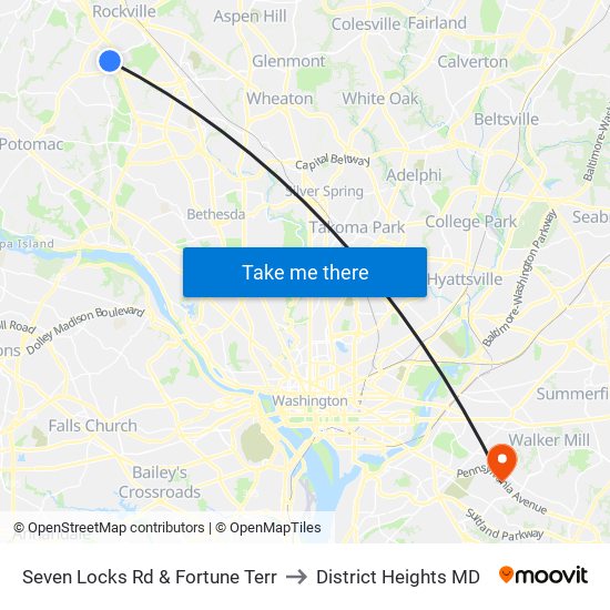 Seven Locks Rd & Fortune Terr to District Heights MD map