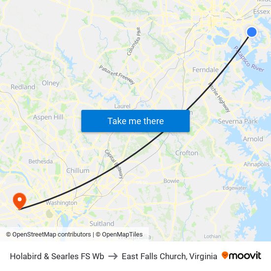 Holabird & Searles FS Wb to East Falls Church, Virginia map