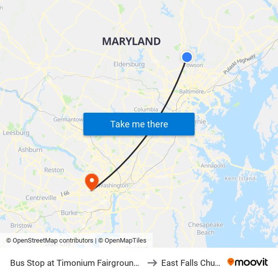 Bus Stop at Timonium Fairgrounds Light Rail Station Sb to East Falls Church, Virginia map