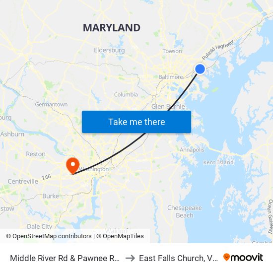 Middle River Rd & Pawnee Rd FS Nb to East Falls Church, Virginia map