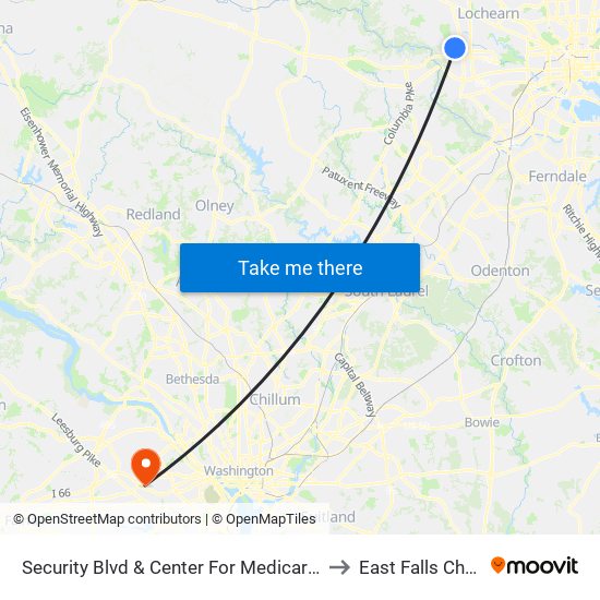 Security Blvd & Center For Medicare And Medicaid Services Eb to East Falls Church, Virginia map
