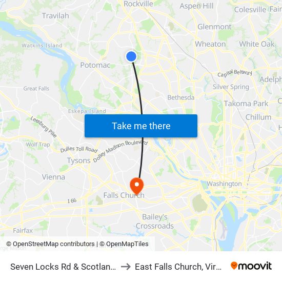 Seven Locks Rd & Scotland Dr to East Falls Church, Virginia map