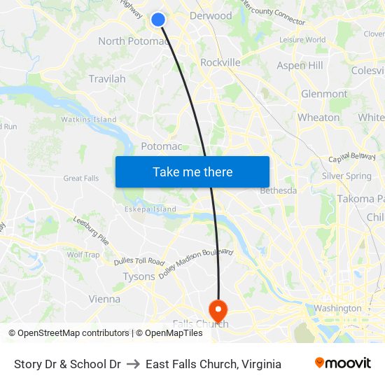 Story Dr & School Dr to East Falls Church, Virginia map