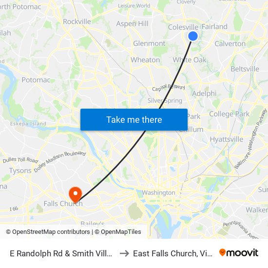 E Randolph Rd & Smith Village Rd to East Falls Church, Virginia map