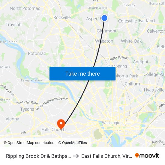 Rippling Brook Dr & Bethpage Ln to East Falls Church, Virginia map