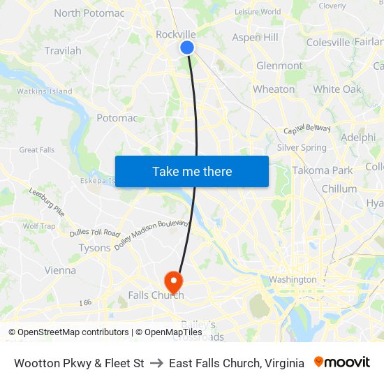 Wootton Pkwy & Fleet St to East Falls Church, Virginia map