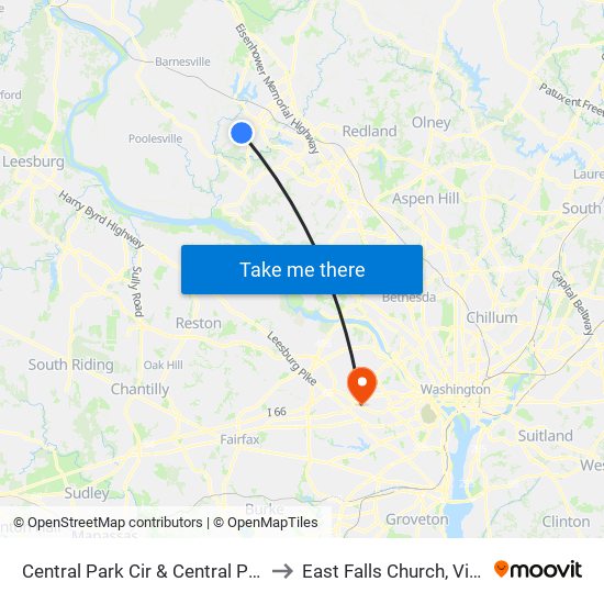 Central Park Cir & Central Park Cir to East Falls Church, Virginia map