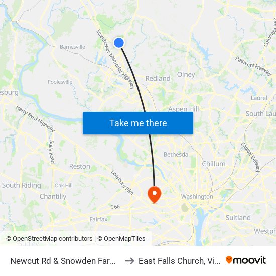 Newcut Rd & Snowden Farm Pkwy to East Falls Church, Virginia map