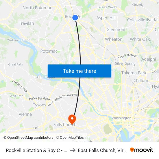 Rockville Station & Bay C - West to East Falls Church, Virginia map