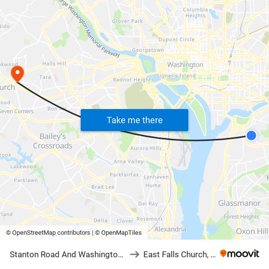 Stanton Road And Washington View Apts to East Falls Church, Virginia map