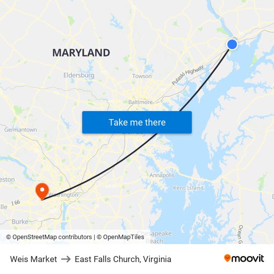 Weis Market to East Falls Church, Virginia map