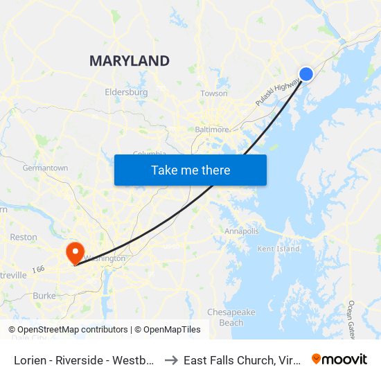 Lorien - Riverside - Westbound to East Falls Church, Virginia map