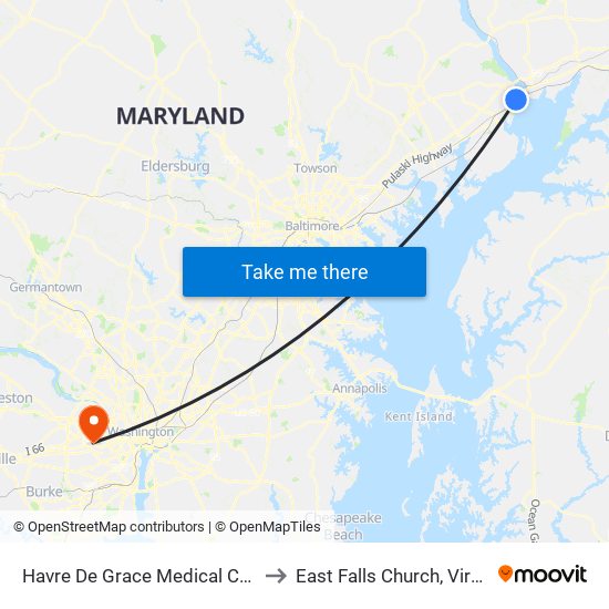 Havre De Grace Medical Center to East Falls Church, Virginia map