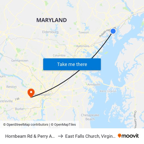 Hornbeam Rd & Perry Ave to East Falls Church, Virginia map