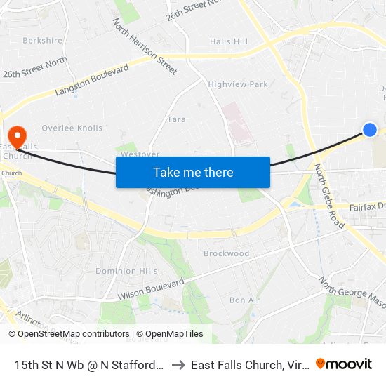 15th St N Wb @ N Stafford St Ns to East Falls Church, Virginia map