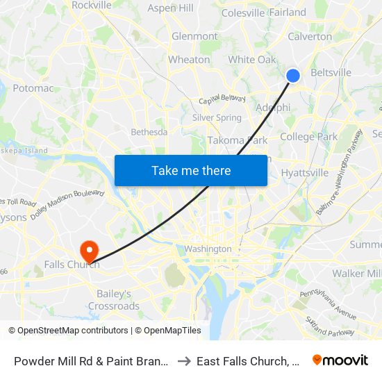 Powder Mill Rd & Paint Branch Home to East Falls Church, Virginia map