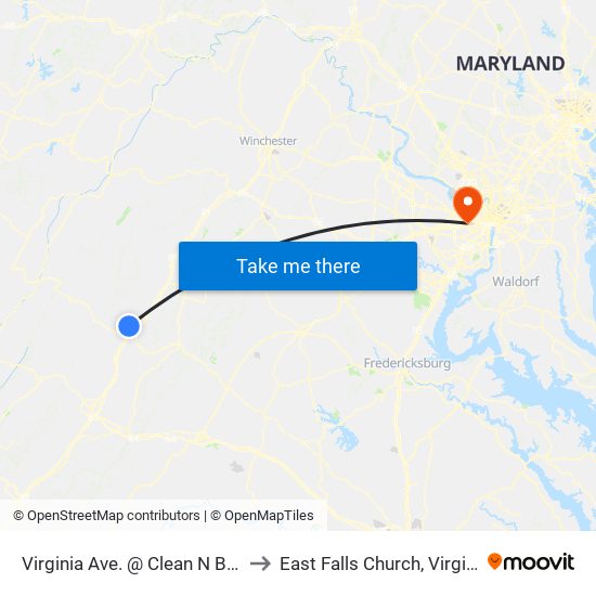 Virginia Ave. @ Clean N Brite to East Falls Church, Virginia map
