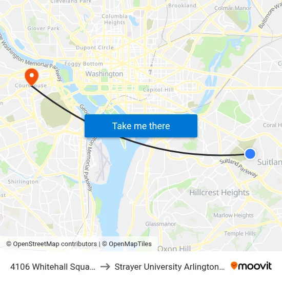 4106 Whitehall Square Apts to Strayer University Arlington Campus map