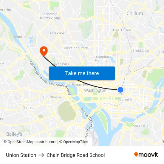 Union Station to Chain Bridge Road School map