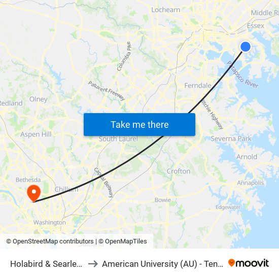 Holabird & Searles FS Wb to American University (AU) - Tenley Campus map