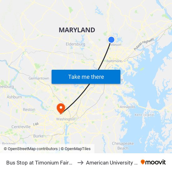 Bus Stop at Timonium Fairgrounds Light Rail Station Sb to American University (AU) - Tenley Campus map