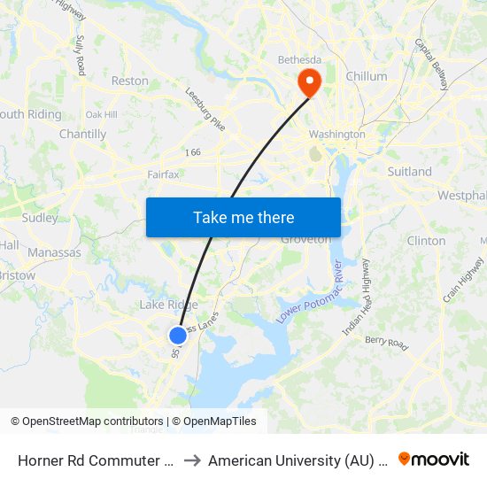 Horner Rd Commuter Lot Stop 2 AM to American University (AU) - Tenley Campus map