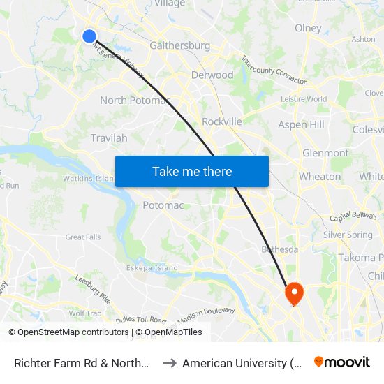 Richter Farm Rd & Northwest High School Enter to American University (AU) - Tenley Campus map