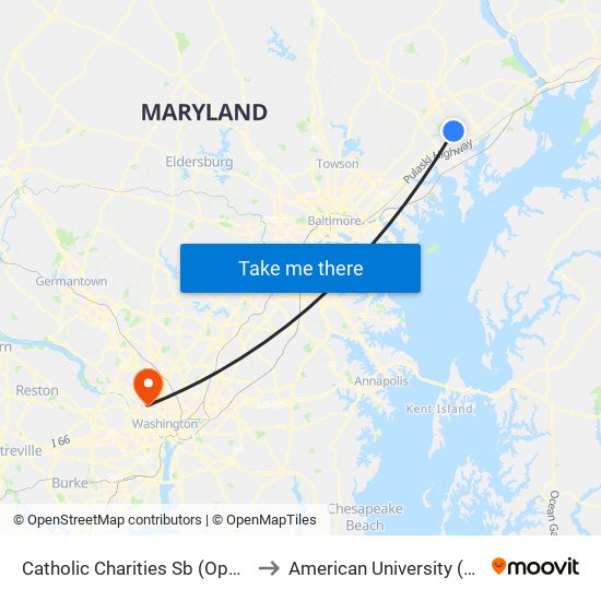 Catholic Charities Sb (Opposite 3001 St. Clair Ln) to American University (AU) - Tenley Campus map